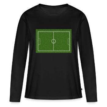 Fußball FußballFeld Geschenk Idee - Frauen Premium Bio Langarmshirt - Schwarz - Vorne - Julia (174cm)