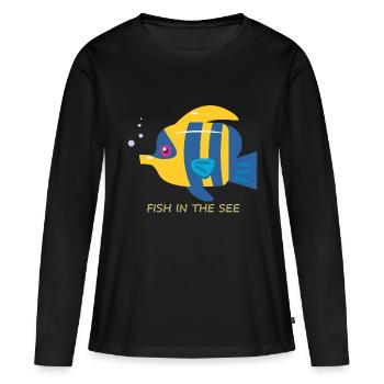 poisson - T-shirt manches longues Premium bio Femme - noir - Devant - Julia (174cm)