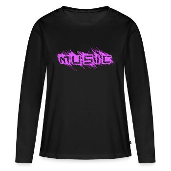 Musique Musique Lettrage Techno - T-shirt manches longues Premium bio Femme - noir - Devant - Julia (174cm)