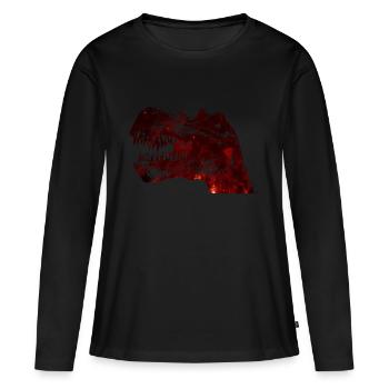 Dino - T-shirt manches longues Premium bio Femme - noir - Devant - Julia (174cm)
