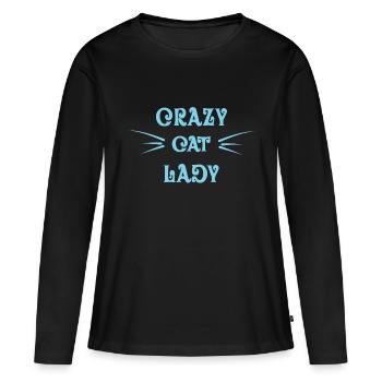 Cat fan Crazy Cat Lady - Women's Premium Organic Long Sleeve Shirt - black - Front - Julia (174cm)