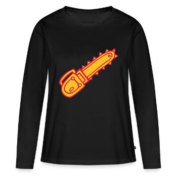 dessin chainsaw tronçonneuse outil scierie fun - T-shirt manches longues Premium bio Femme - noir - Devant - Julia (174cm)