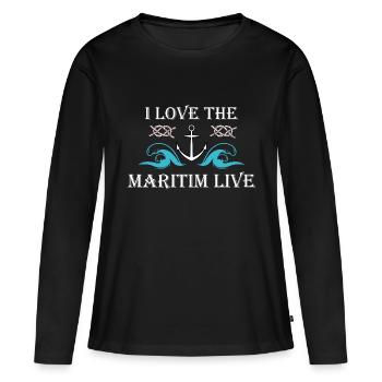 amour maritime vie côtière maritime - T-shirt manches longues Premium bio Femme - noir - Devant - Julia (174cm)