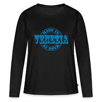 made in venezia m1k2 - T-shirt manches longues Premium bio Femme - noir - Devant - Julia (174cm)