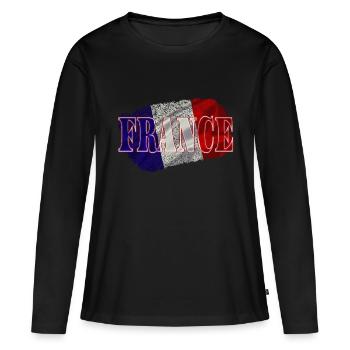 France France - T-shirt manches longues Premium bio Femme - noir - Devant - Julia (174cm)