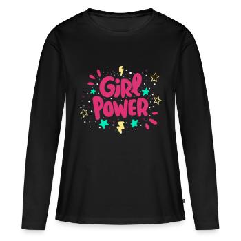 Frauenpower - Frauen Premium Bio Langarmshirt - Schwarz - Vorne - Julia (174cm)