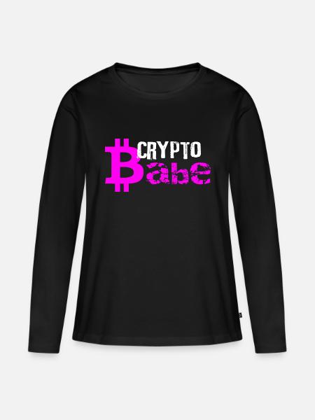 CRYPTO - Frauen Premium Bio Langarmshirt - Schwarz