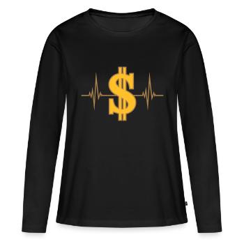 Impulsion de dollar de battement de coeur - T-shirt manches longues Premium bio Femme - noir - Devant - Julia (174cm)