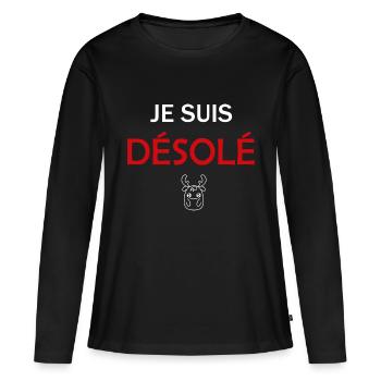 Je suis Désolé - T-shirt manches longues Premium bio Femme - noir - Devant - Julia (174cm)