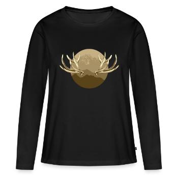 Cornes - T-shirt manches longues Premium bio Femme - noir - Devant - Julia (174cm)