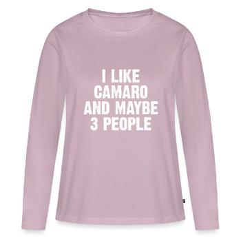 J'AIME CAMARO ET PEUT ÊTRE 3 PERSONNES W - T-shirt manches longues Premium bio Femme - rose poudré - Devant - Julia (174cm)