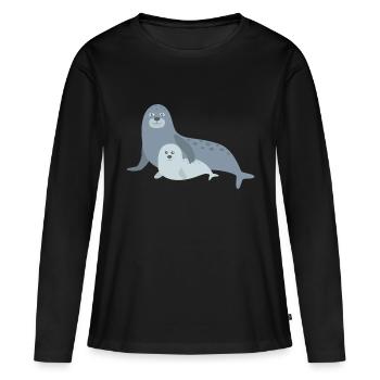 Famille Robbe - T-shirt manches longues Premium bio Femme - noir - Devant - Julia (174cm)