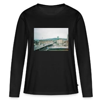Prime Tower Zürich - Frauen Premium Bio Langarmshirt - Schwarz - Vorne - Julia (174cm)