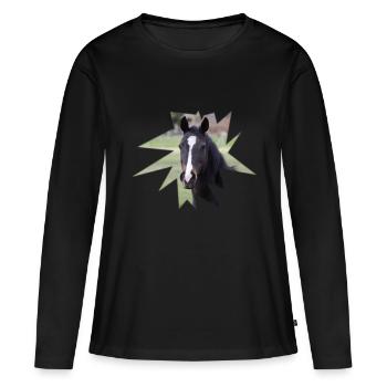 Cheval. Cheval. - T-shirt manches longues Premium bio Femme - noir - Devant - Julia (174cm)