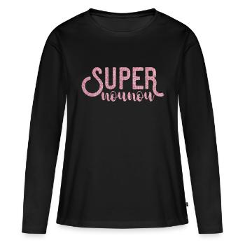 Super nounou cadeau nourrice originale humour - T-shirt manches longues Premium bio Femme - noir - Devant - Julia (174cm)
