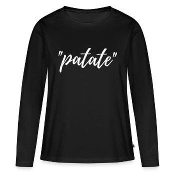 patate - message manuscrit humour autodérision - T-shirt manches longues Premium bio Femme - noir - Devant - Julia (174cm)