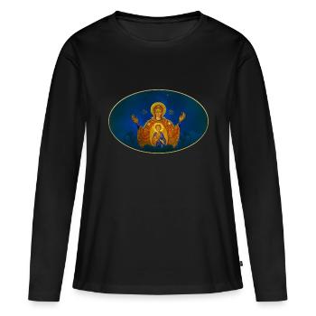 ICONOGRAPHIE ORTHODOXE - T-shirt manches longues Premium bio Femme - noir - Devant - Julia (174cm)