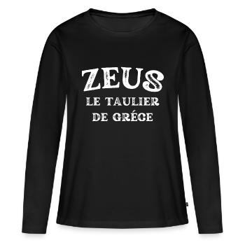 ZEUS le taulier de Grèce - T-shirt manches longues Premium bio Femme - noir - Devant - Julia (174cm)