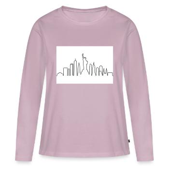 Ligne d’horizon de New York - T-shirt manches longues Premium bio Femme - rose poudré - Devant - Julia (174cm)