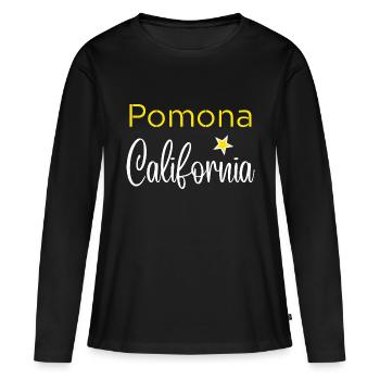 Pomona California - T-shirt manches longues Premium bio Femme - noir - Devant - Julia (174cm)