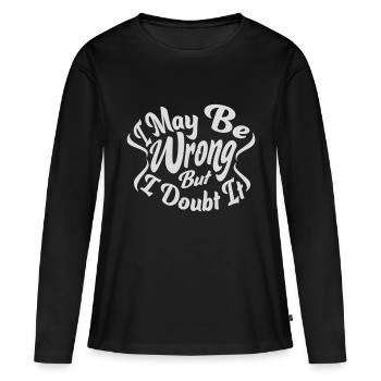 Je peux me tromper - T-shirt manches longues Premium bio Femme - noir - Devant - Julia (174cm)