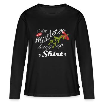 Chemise suspendue au gui - T-shirt manches longues Premium bio Femme - noir - Devant - Julia (174cm)