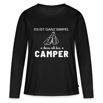 Es ist ganz simpel, denn ich bin Camper - Frauen Premium Bio Langarmshirt - Schwarz - Vorne - Julia (174cm)