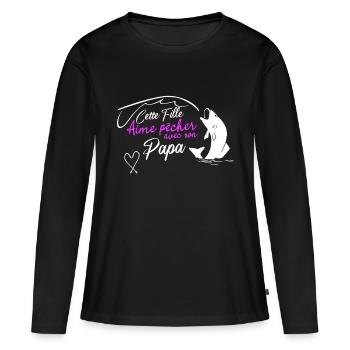 cette fille aime pecher avec son papa cadeau femme - T-shirt manches longues Premium bio Femme - noir - Devant - Julia (174cm)