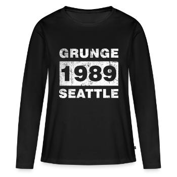 GRUNGE SEATTLE 1989 - T-shirt manches longues Premium bio Femme - noir - Devant - Julia (174cm)
