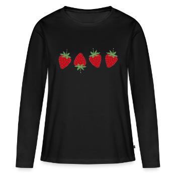 Fraise fraise - T-shirt manches longues Premium bio Femme - noir - Devant - Julia (174cm)