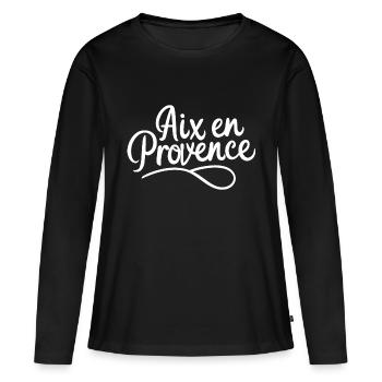 Aix-en-Provence - T-shirt manches longues Premium bio Femme - noir - Devant - Julia (174cm)