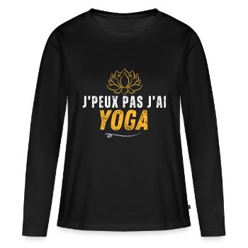 je peu pas j'ai yoga - T-shirt manches longues Premium bio Femme - noir - Devant - Julia (174cm)