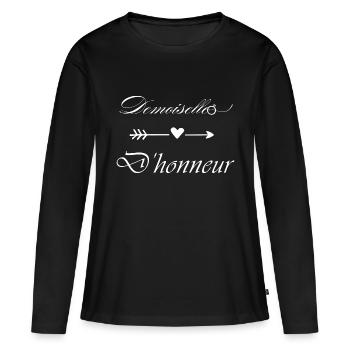 Demoiselle d’honneur - T-shirt manches longues Premium bio Femme - noir - Devant - Julia (174cm)