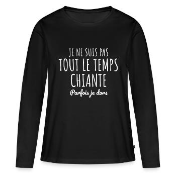 Je ne suis pas chiante tout le temps - T-shirt manches longues Premium bio Femme - noir - Devant - Julia (174cm)