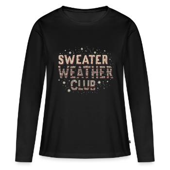 MÉTÉO DES PULLS - T-shirt manches longues Premium bio Femme - noir - Devant - Julia (174cm)