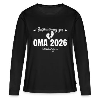 Beförderung zur Oma 2026 loading - Frauen Premium Bio Langarmshirt - Schwarz - Vorne - Julia (174cm)