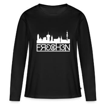 Frechen - Frauen Premium Bio Langarmshirt - Schwarz - Vorne - Julia (174cm)