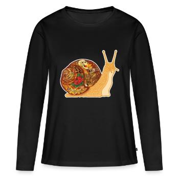 Snail Tattoo - white contour - T-shirt manches longues Premium bio Femme - noir - Devant - Julia (174cm)