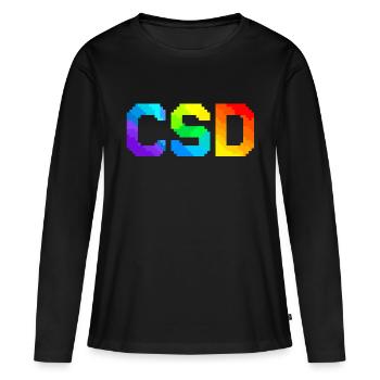 CSD - Pixel Pride Flag - Frauen Premium Bio Langarmshirt - Schwarz - Vorne - Julia (174cm)