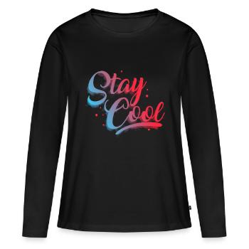 reste detendu - T-shirt manches longues Premium bio Femme - noir - Devant - Julia (174cm)