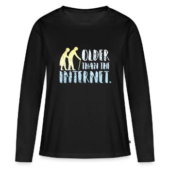 Älter als das Internet - Frauen Premium Bio Langarmshirt - Schwarz - Vorne - Julia (174cm)