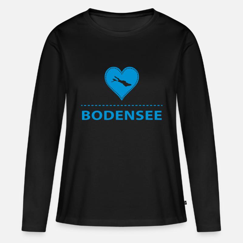Love Bodensee - Frauen Premium Bio Langarmshirt - Schwarz