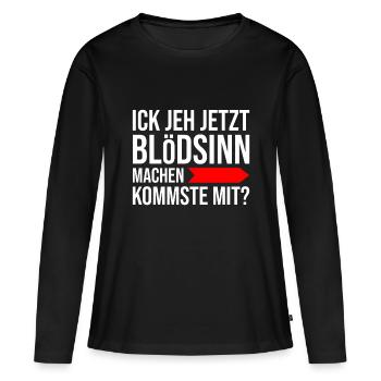 Berlin slang lustig blödsinn dialekt berliner - Frauen Premium Bio Langarmshirt - Schwarz - Vorne - Julia (174cm)