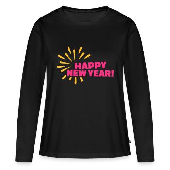 Happy New Year - T-shirt manches longues Premium bio Femme - noir - Devant - Julia (174cm)