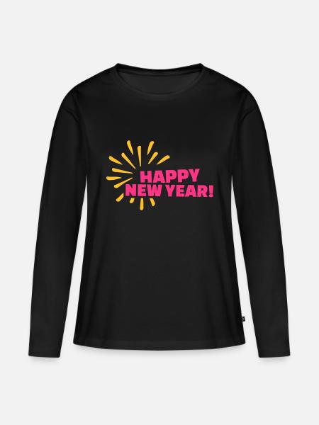 Happy New Year - Frauen Premium Bio Langarmshirt - Schwarz