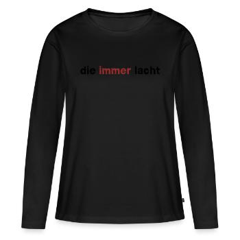 die immer lacht - Frauen Premium Bio Langarmshirt - Schwarz - Vorne - Julia (174cm)