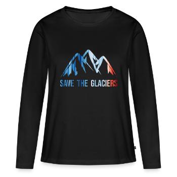 SAVE THE GLACIERS - Warming Stripes - Klimawandel - Frauen Premium Bio Langarmshirt - Schwarz - Vorne - Julia (174cm)