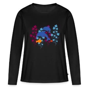 Dauphin dauphin - T-shirt manches longues Premium bio Femme - noir - Devant - Julia (174cm)