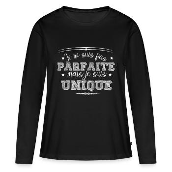 je ne suis pas parfaite mais je suis unique - T-shirt manches longues Premium bio Femme - noir - Devant - Julia (174cm)