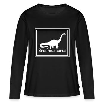 Dinosaure Dino - T-shirt manches longues Premium bio Femme - noir - Devant - Julia (174cm)